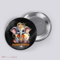 Happy Diwali Cute Elephant Button thumb 0