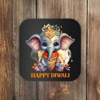 Happy Diwali Cute Elephant Coaster thumb 0