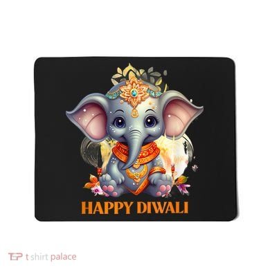 Happy Diwali Cute Elephant Mousepad