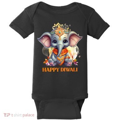 Happy Diwali Cute Elephant Baby Bodysuit
