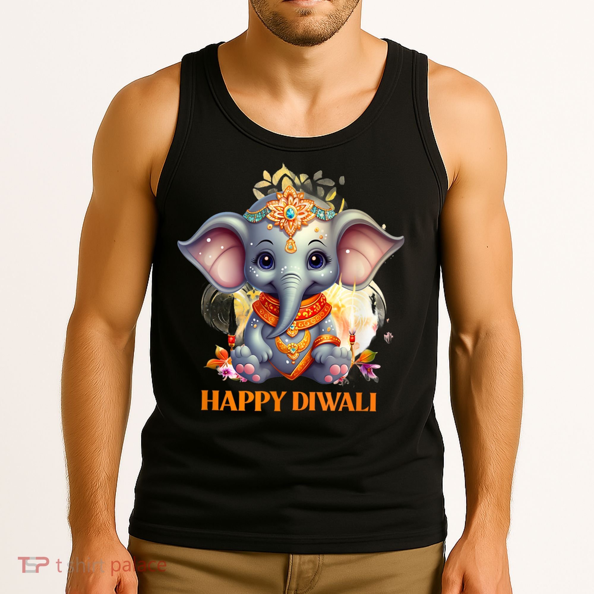 Happy Diwali Cute Elephant Tank Top