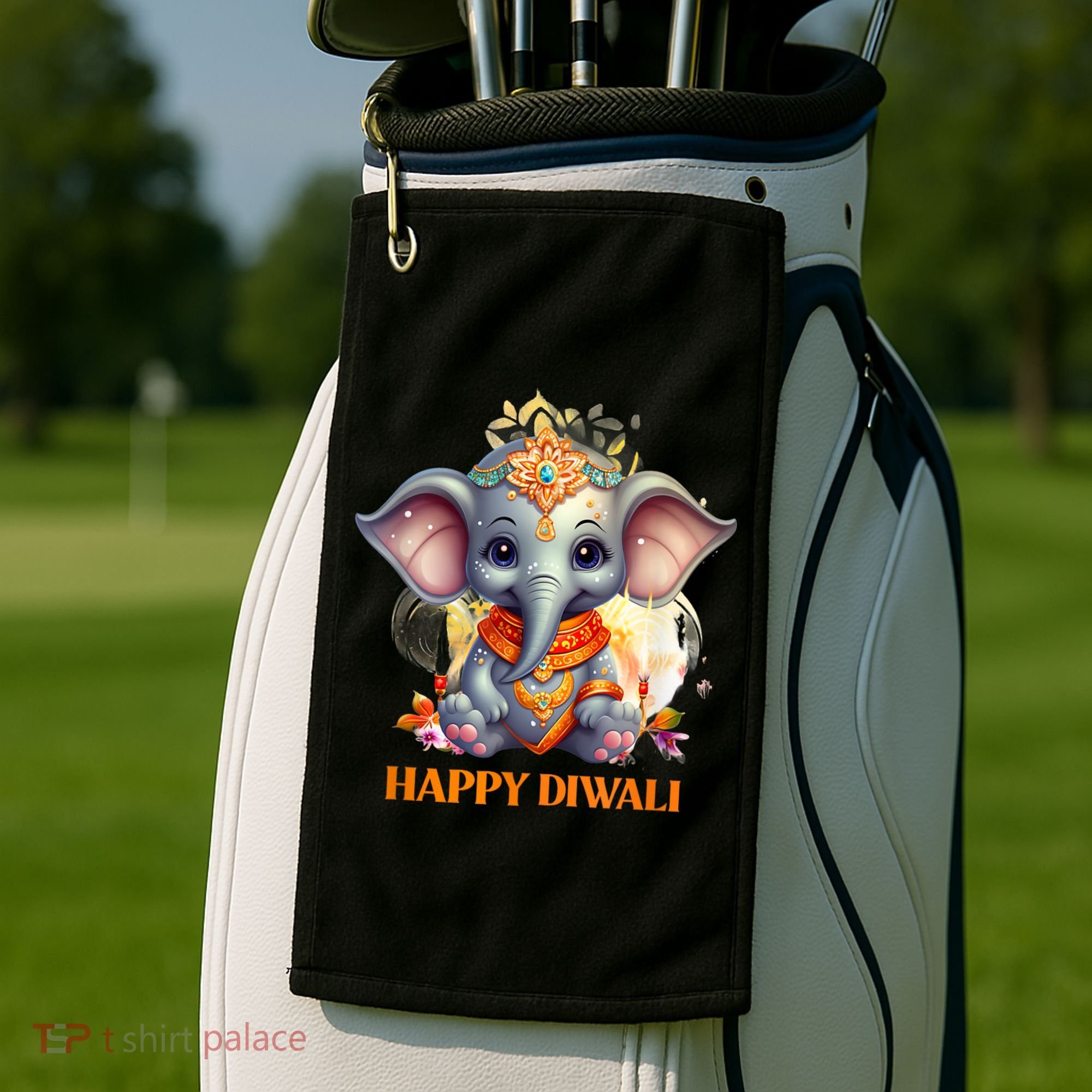Happy Diwali Cute Elephant Golf Towel