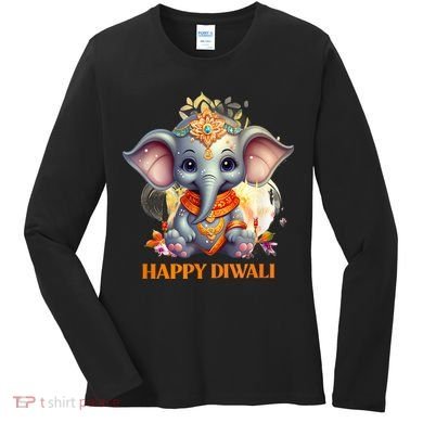 Happy Diwali Cute Elephant Women's Long Sleeve Shirt