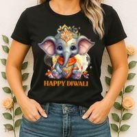 Happy Diwali Cute Elephant Women's T-Shirt thumb 2
