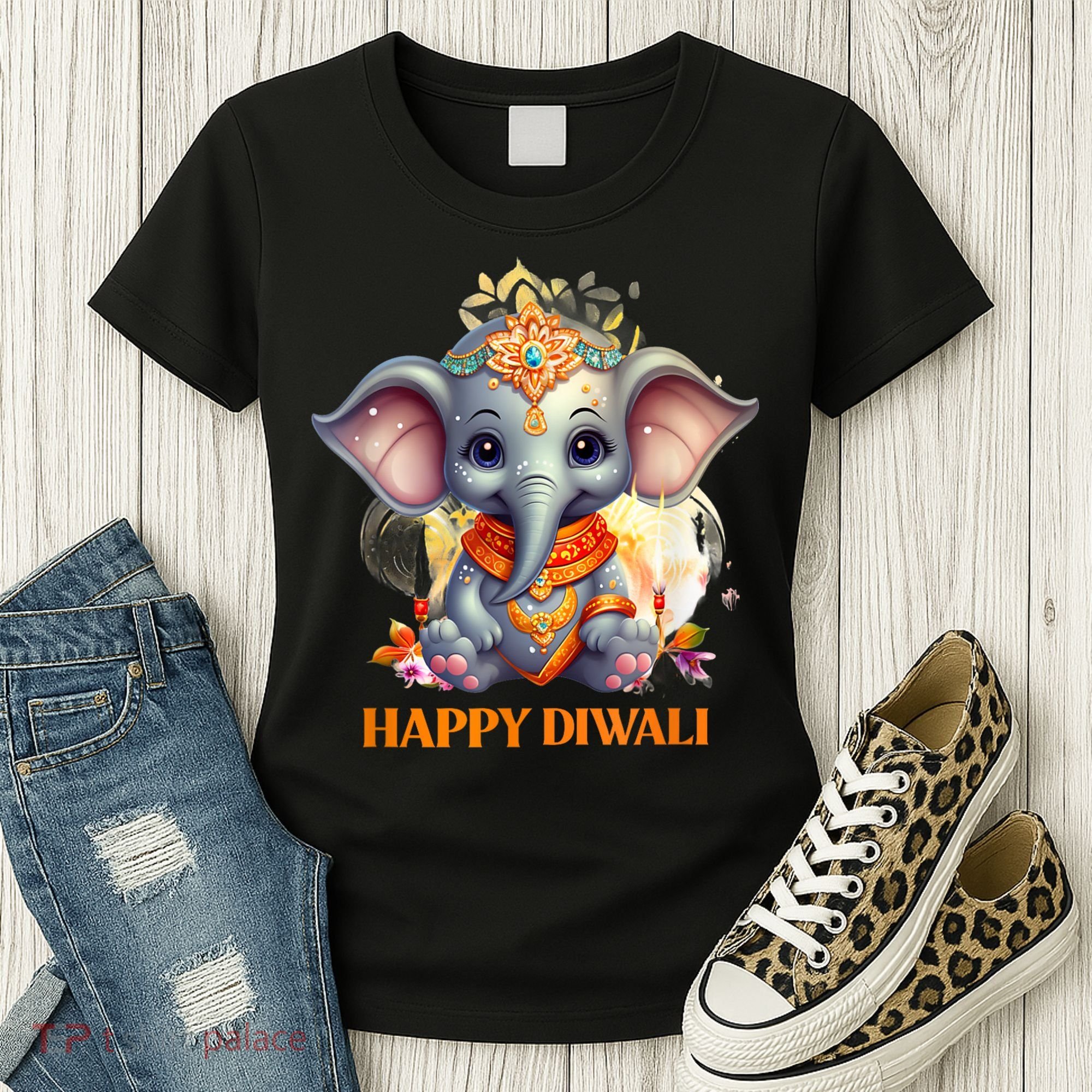 Happy Diwali Cute Elephant Women's T-Shirt