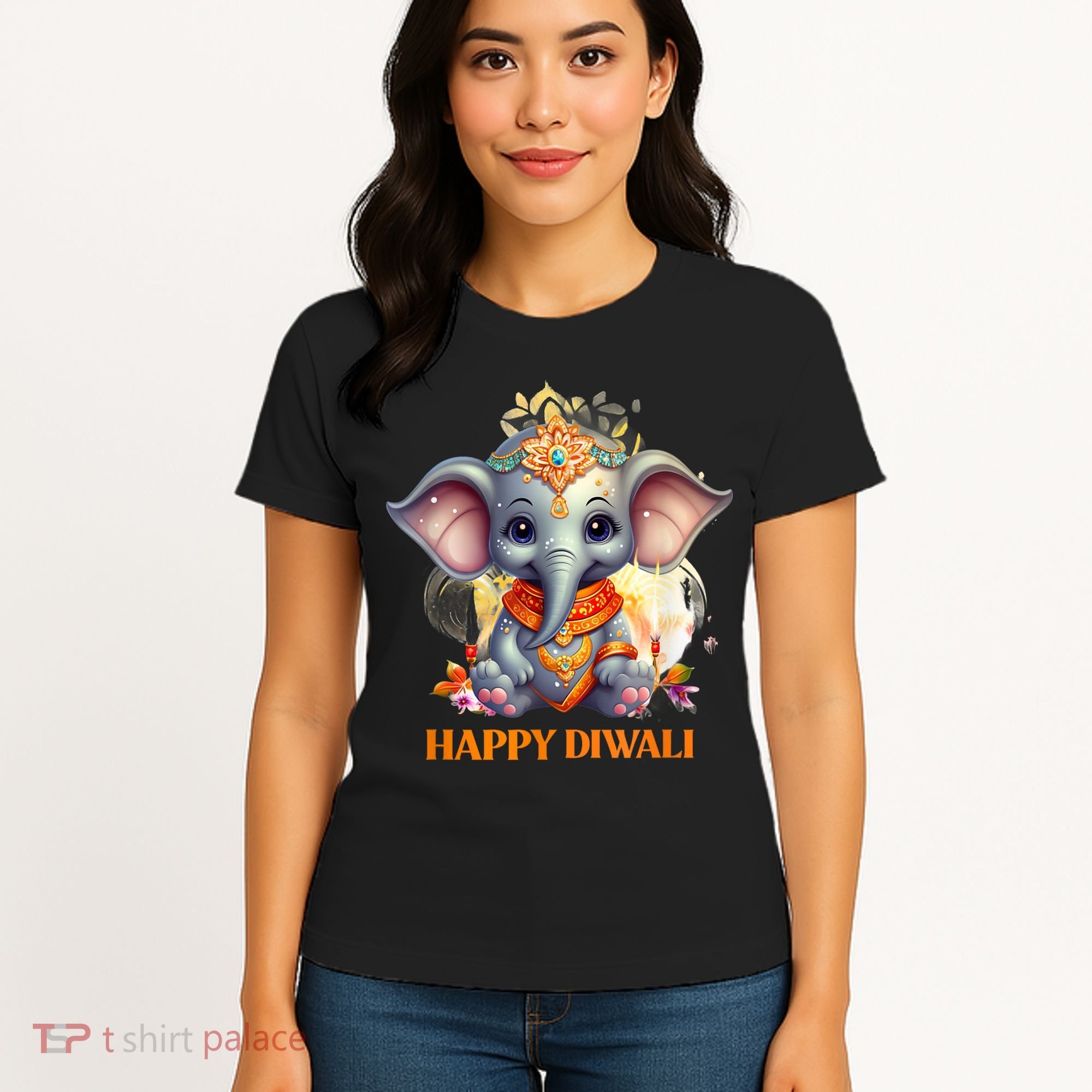 Happy Diwali Cute Elephant Women's T-Shirt
