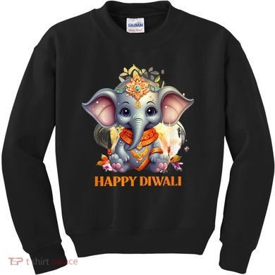 Happy Diwali Cute Elephant Kids Sweatshirt