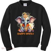 Happy Diwali Cute Elephant Kids Sweatshirt thumb 0