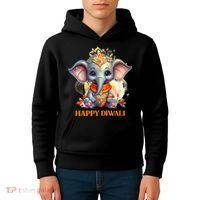 Happy Diwali Cute Elephant Kids Hoodie thumb 4
