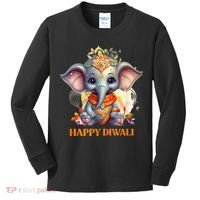 Happy Diwali Cute Elephant Kids Long Sleeve Shirt thumb 0