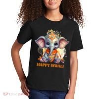 Happy Diwali Cute Elephant Kids T-Shirt thumb 2
