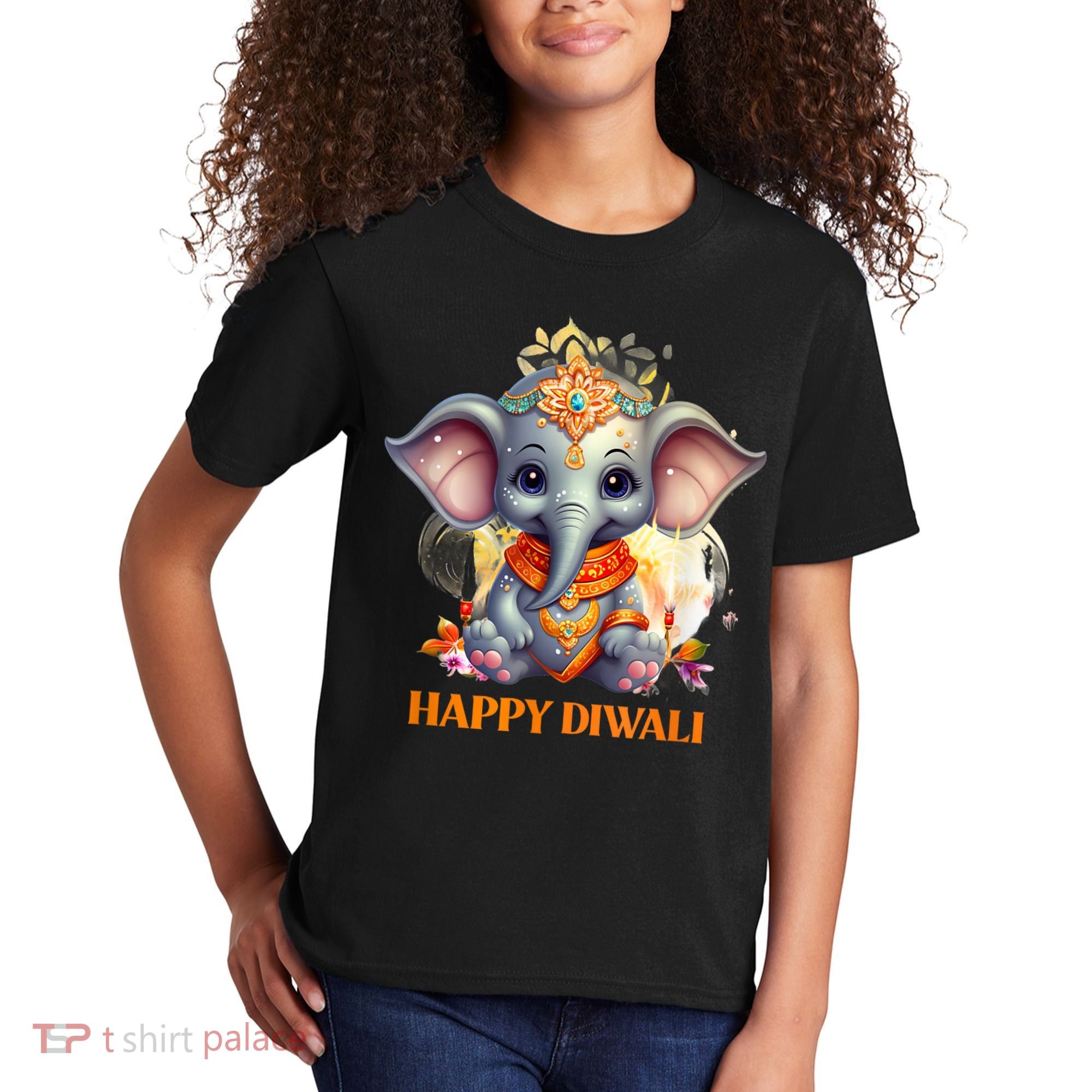 Happy Diwali Cute Elephant Kids T-Shirt