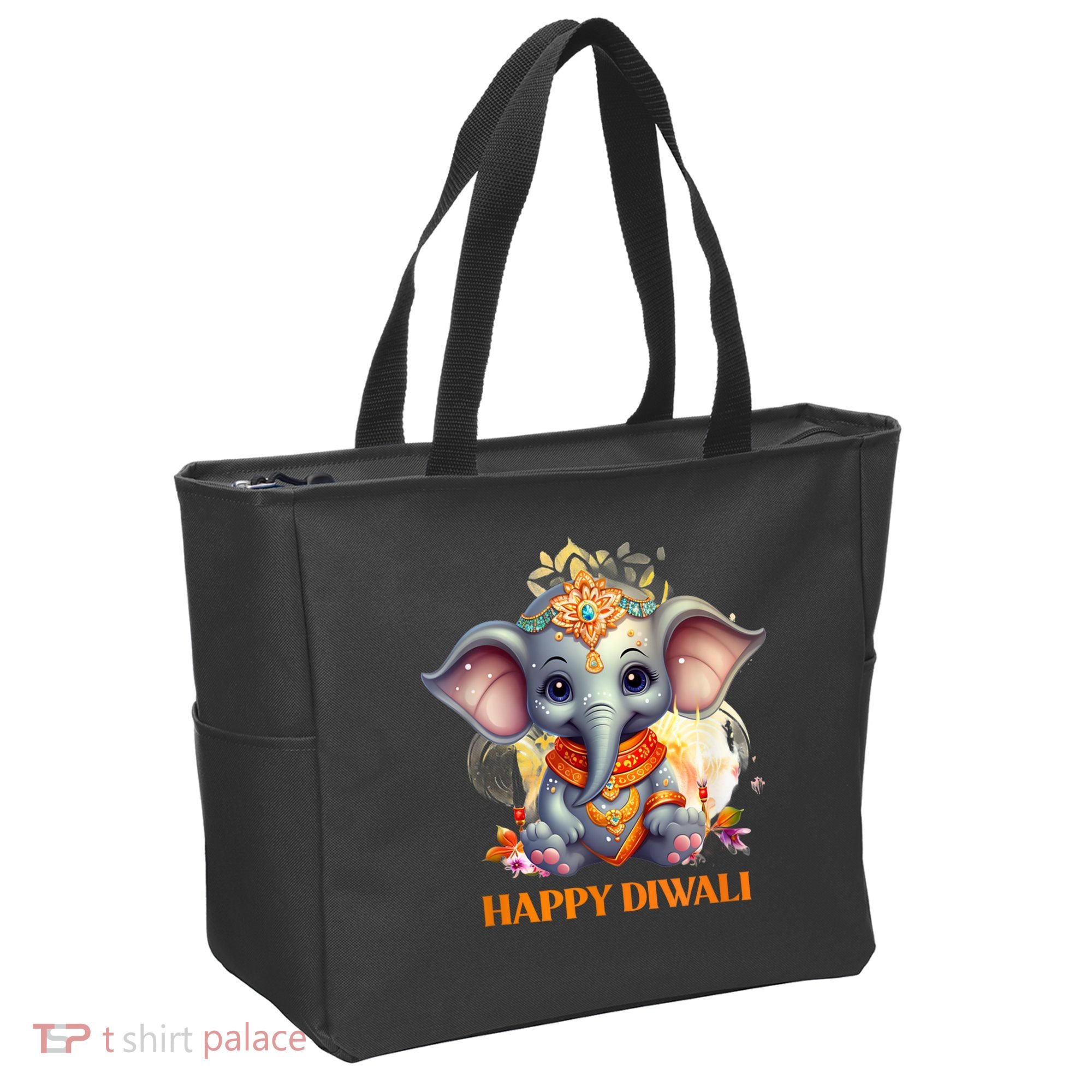 Happy Diwali Cute Elephant Tote Bag