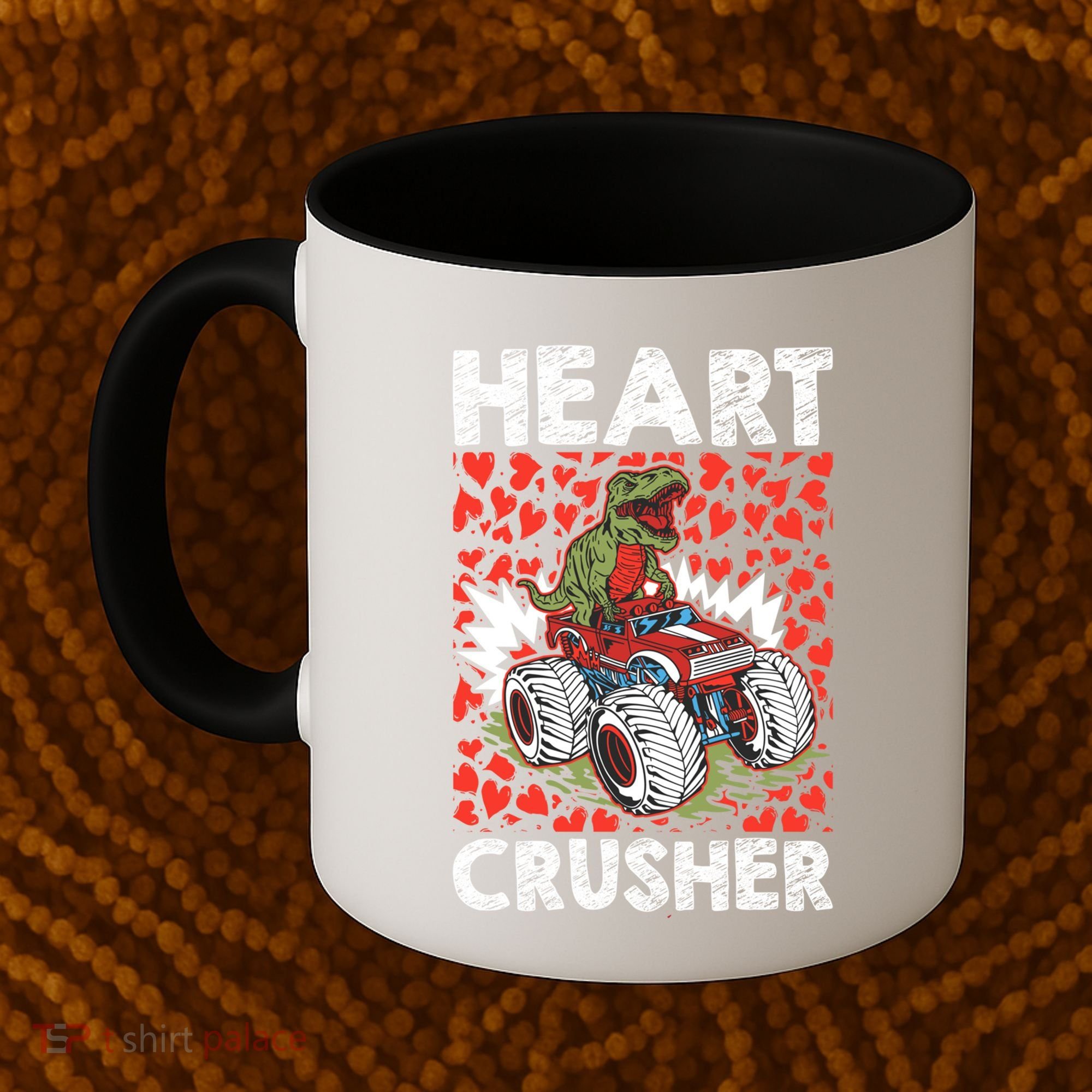 Heart Dinosaur Crusher Valentines Day Tgiftrex Riding Car Gift Coffee Mug