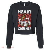 Heart Dinosaur Crusher Valentines Day Tgiftrex Riding Car Gift Cropped Pullover Crew thumb 0