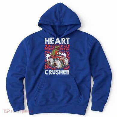Heart Dinosaur Crusher Valentines Day Tgiftrex Riding Car Gift Hoodie