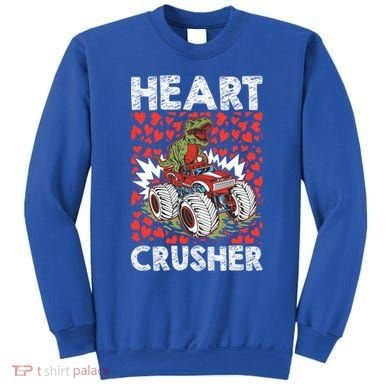 Heart Dinosaur Crusher Valentines Day Tgiftrex Riding Car Gift Sweatshirt