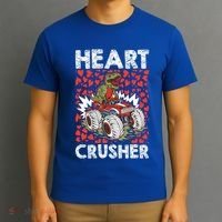 Heart Dinosaur Crusher Valentines Day Tgiftrex Riding Car Gift T-Shirt thumb 3