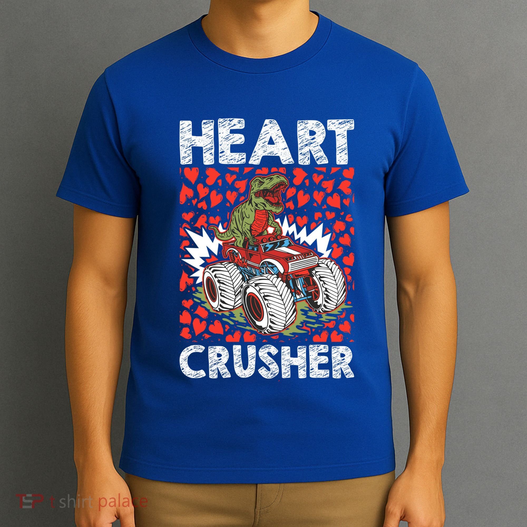 Heart Dinosaur Crusher Valentines Day Tgiftrex Riding Car Gift T-Shirt