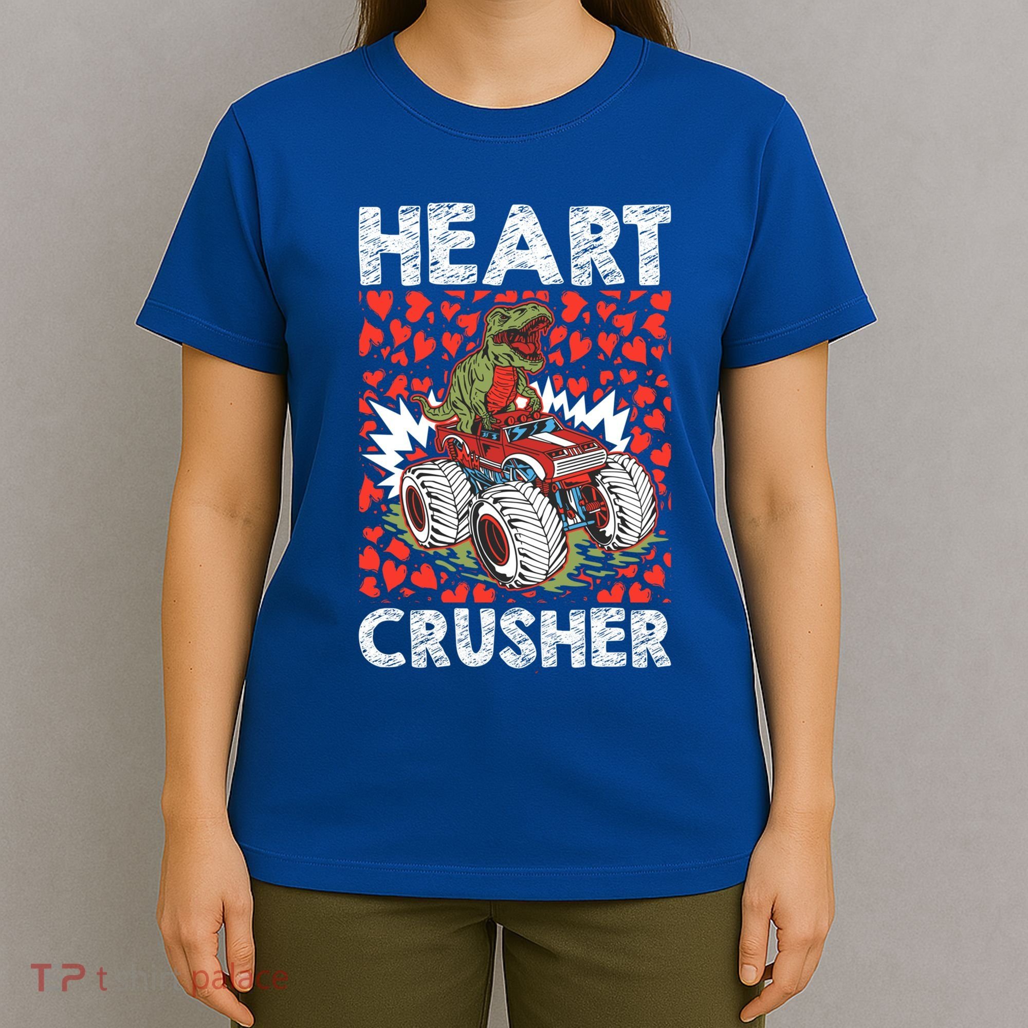 Heart Dinosaur Crusher Valentines Day Tgiftrex Riding Car Gift T-Shirt