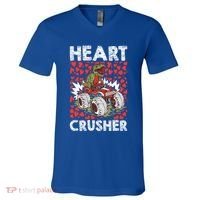 Heart Dinosaur Crusher Valentines Day Tgiftrex Riding Car Gift V-Neck T-Shirt thumb 0