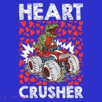 Heart Dinosaur Crusher Valentines Day Tgiftrex Riding Car Gift V-Neck T-Shirt thumb 3