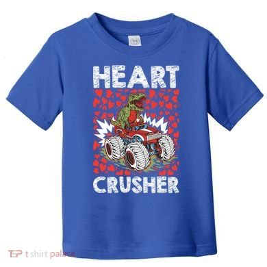 Heart Dinosaur Crusher Valentines Day Tgiftrex Riding Car Gift Toddler T-Shirt