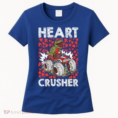 Heart Dinosaur Crusher Valentines Day Tgiftrex Riding Car Gift Women's T-Shirt
