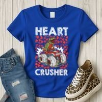 Heart Dinosaur Crusher Valentines Day Tgiftrex Riding Car Gift Women's T-Shirt thumb 3