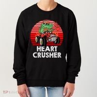 Heart Dinosaur Crusher Valentines Day Tmeaningful Giftrex Riding Car Gift Women's Sweatshirt thumb 0
