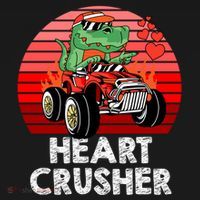 Heart Dinosaur Crusher Valentines Day Tmeaningful Giftrex Riding Car Gift Bucket Hat thumb 4