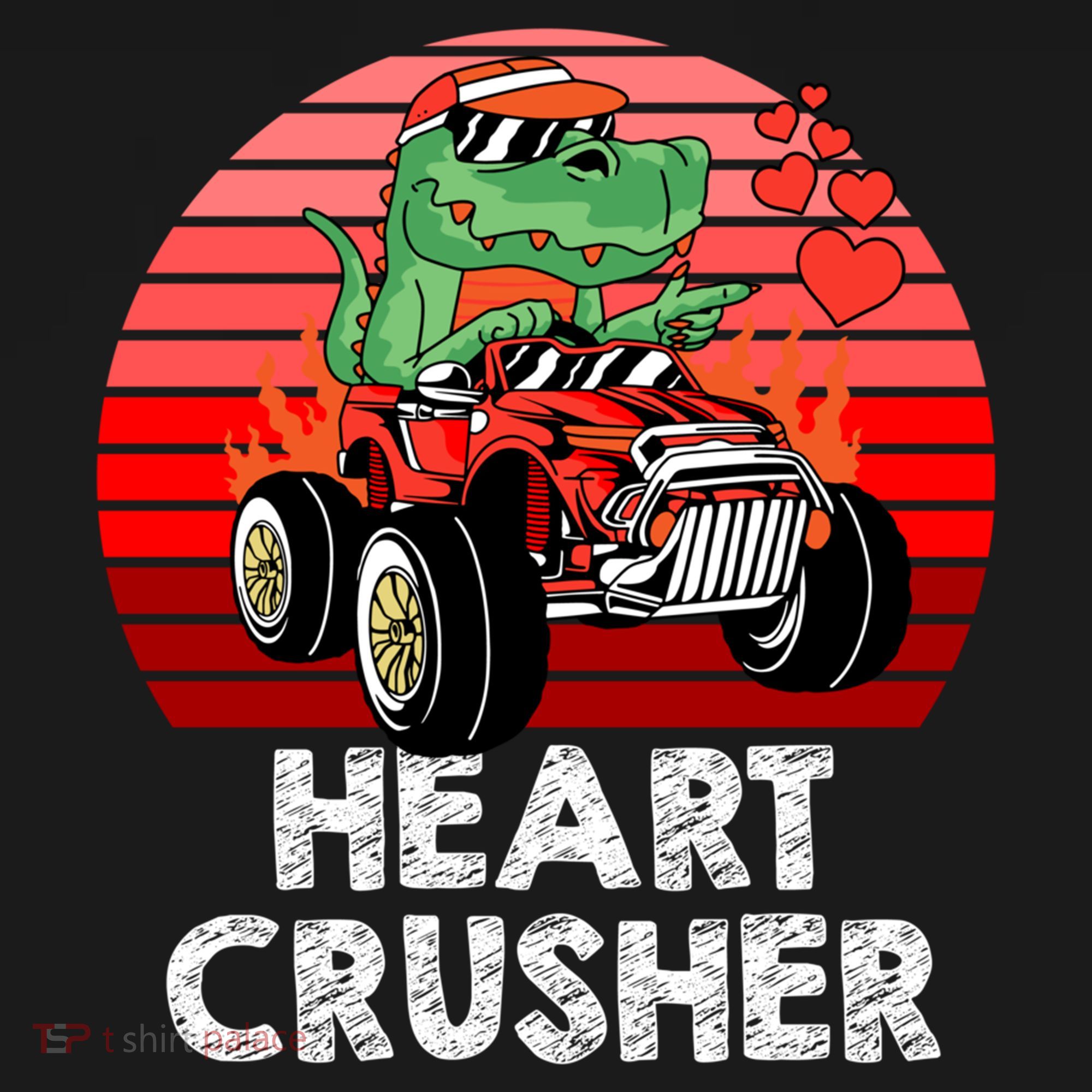 Heart Dinosaur Crusher Valentines Day Tmeaningful Giftrex Riding Car Gift Women's Hoodie