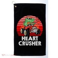 Heart Dinosaur Crusher Valentines Day Tmeaningful Giftrex Riding Car Gift Golf Towel thumb 0