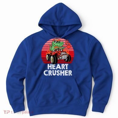 Heart Dinosaur Crusher Valentines Day Tmeaningful Giftrex Riding Car Gift Hoodie