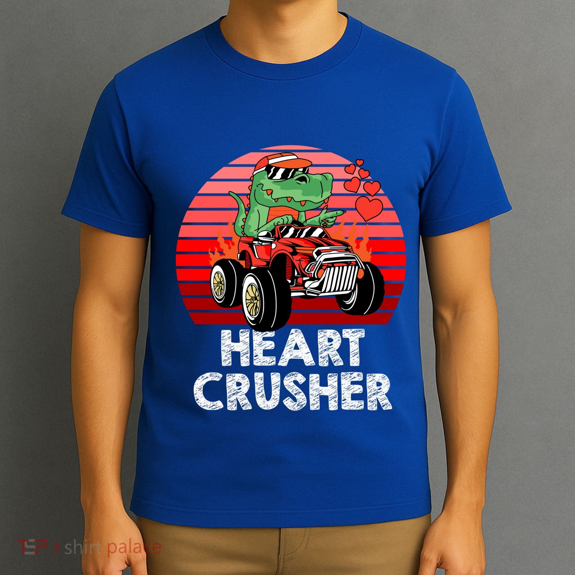 Heart Dinosaur Crusher Valentines Day Tmeaningful Giftrex Riding Car Gift T-Shirt
