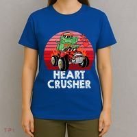 Heart Dinosaur Crusher Valentines Day Tmeaningful Giftrex Riding Car Gift T-Shirt thumb 4