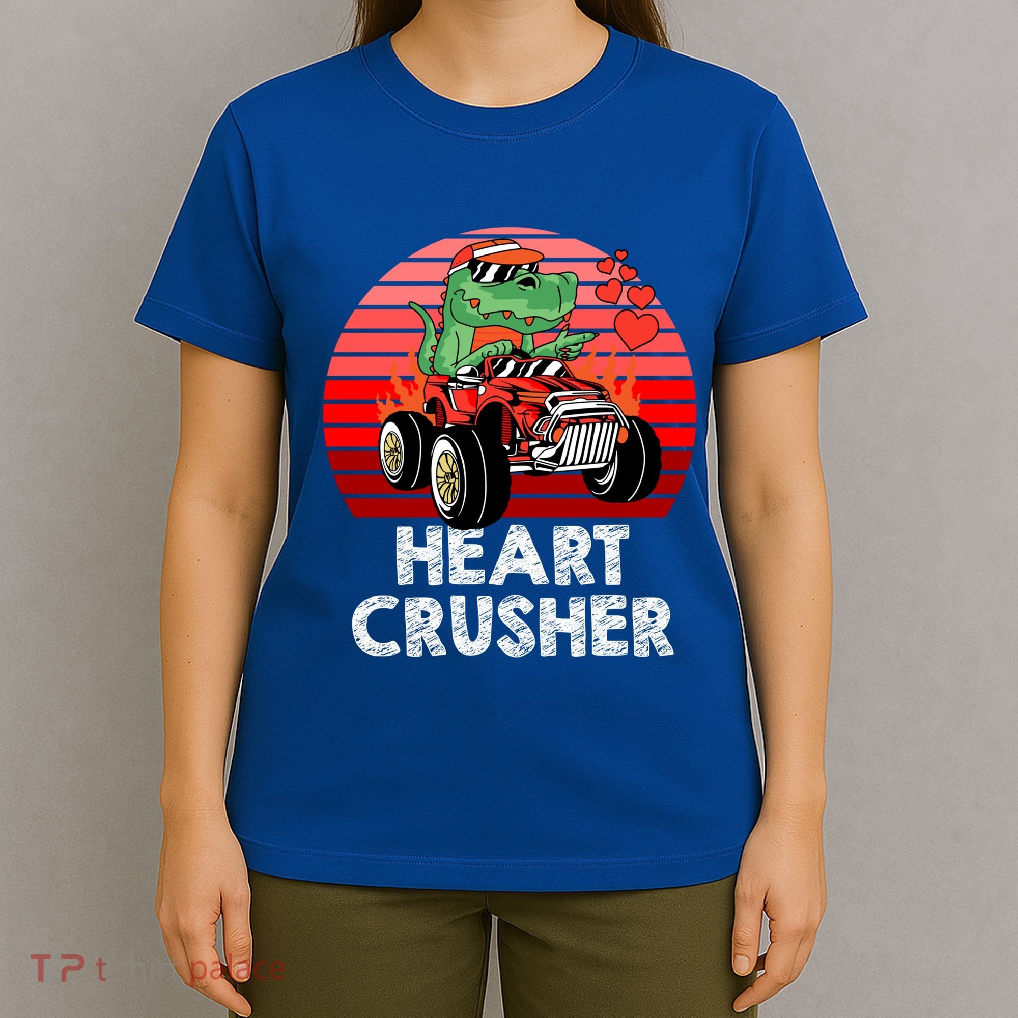 Heart Dinosaur Crusher Valentines Day Tmeaningful Giftrex Riding Car Gift T-Shirt