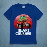 Heart Dinosaur Crusher Valentines Day Tmeaningful Giftrex Riding Car Gift T-Shirt thumb 5