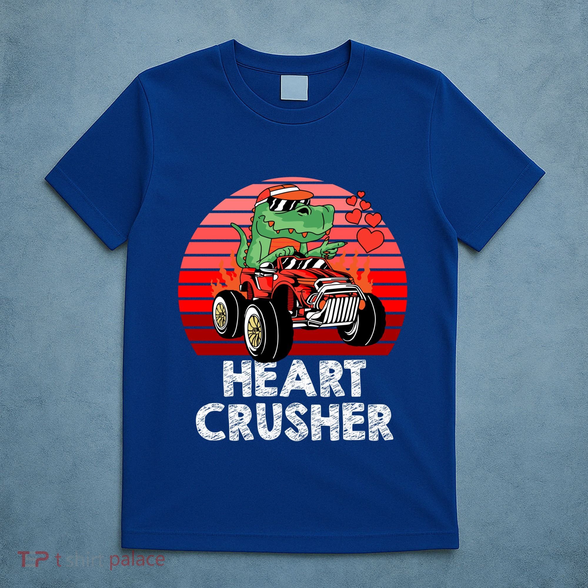 Heart Dinosaur Crusher Valentines Day Tmeaningful Giftrex Riding Car Gift T-Shirt