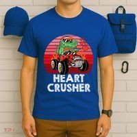 Heart Dinosaur Crusher Valentines Day Tmeaningful Giftrex Riding Car Gift T-Shirt thumb 6