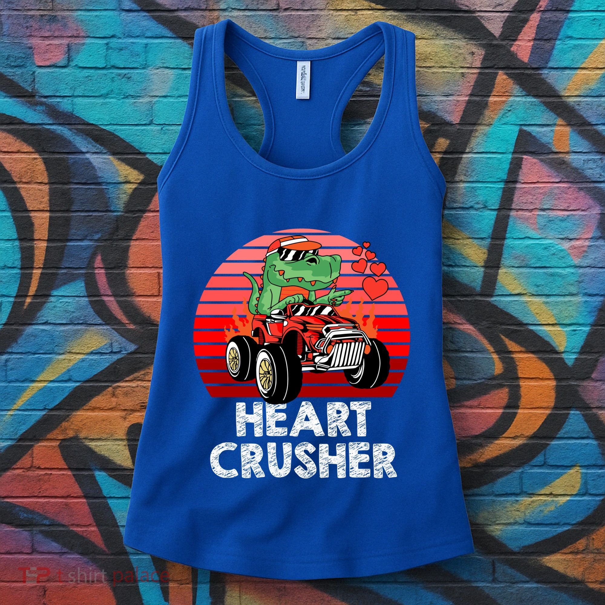 Heart Dinosaur Crusher Valentines Day Tmeaningful Giftrex Riding Car Gift Women's Tank Top
