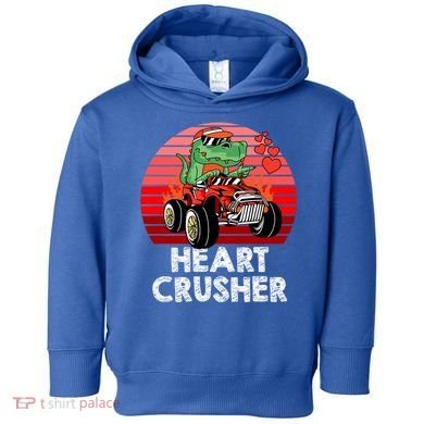 Heart Dinosaur Crusher Valentines Day Tmeaningful Giftrex Riding Car Gift Toddler Hoodie