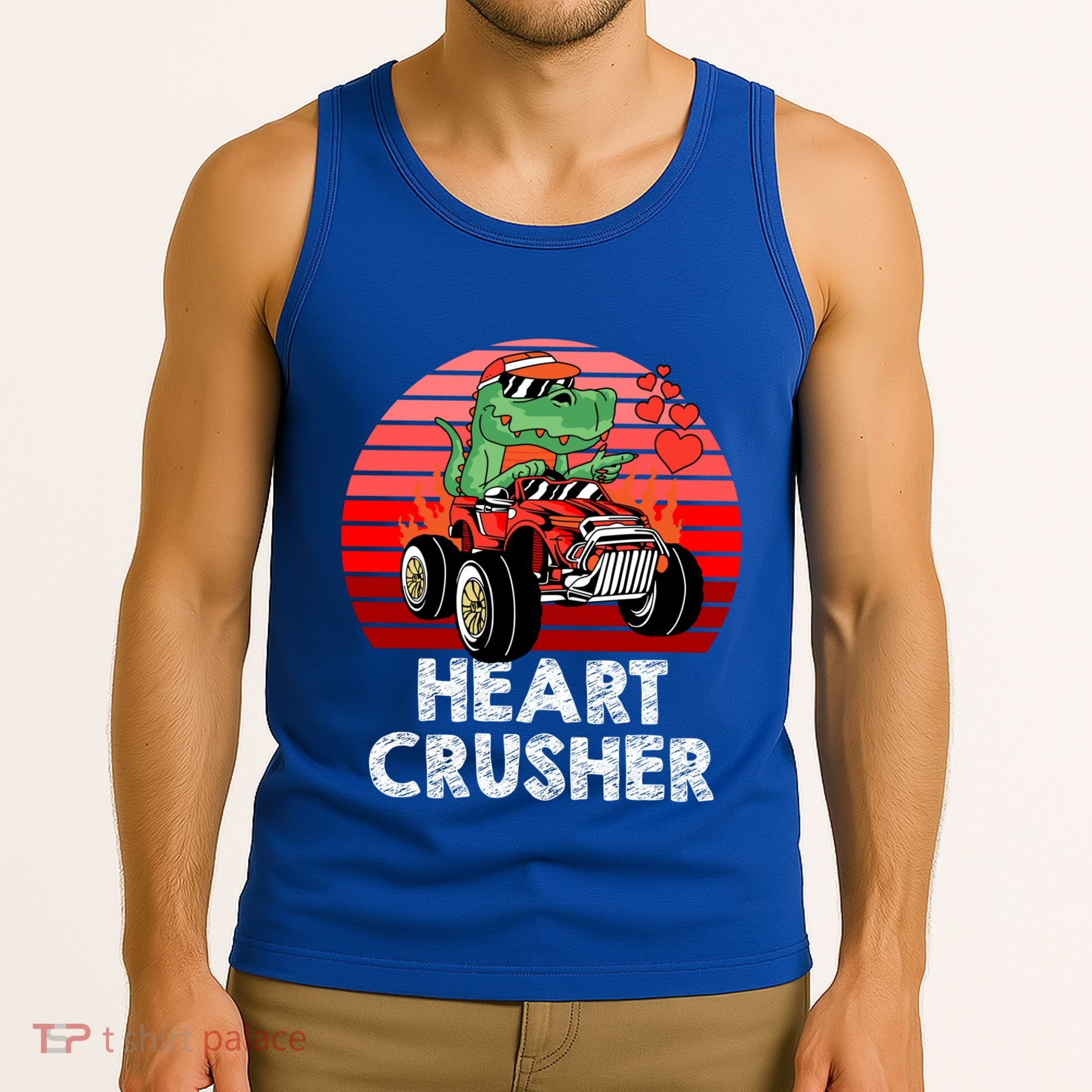 Heart Dinosaur Crusher Valentines Day Tmeaningful Giftrex Riding Car Gift Tank Top
