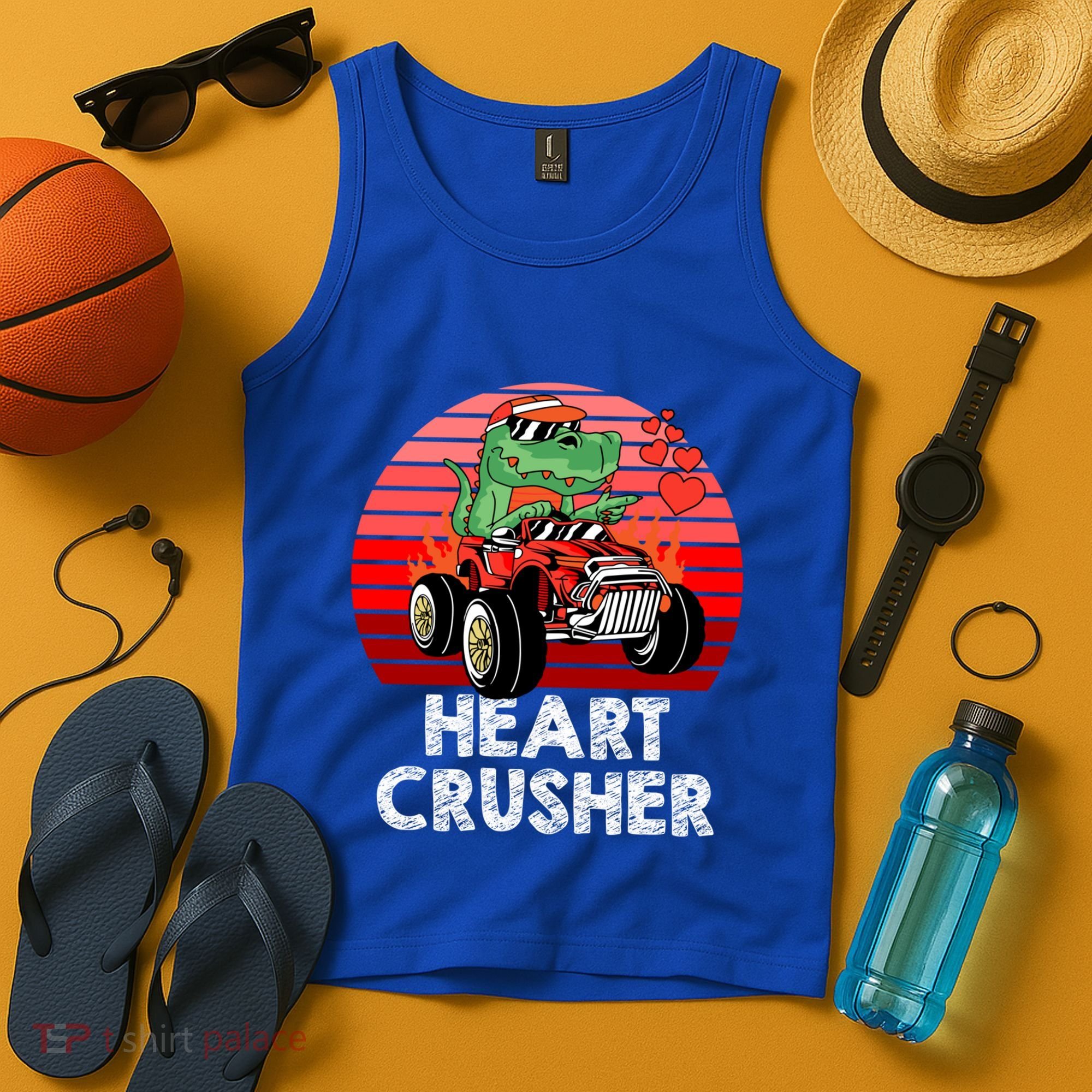 Heart Dinosaur Crusher Valentines Day Tmeaningful Giftrex Riding Car Gift Tank Top