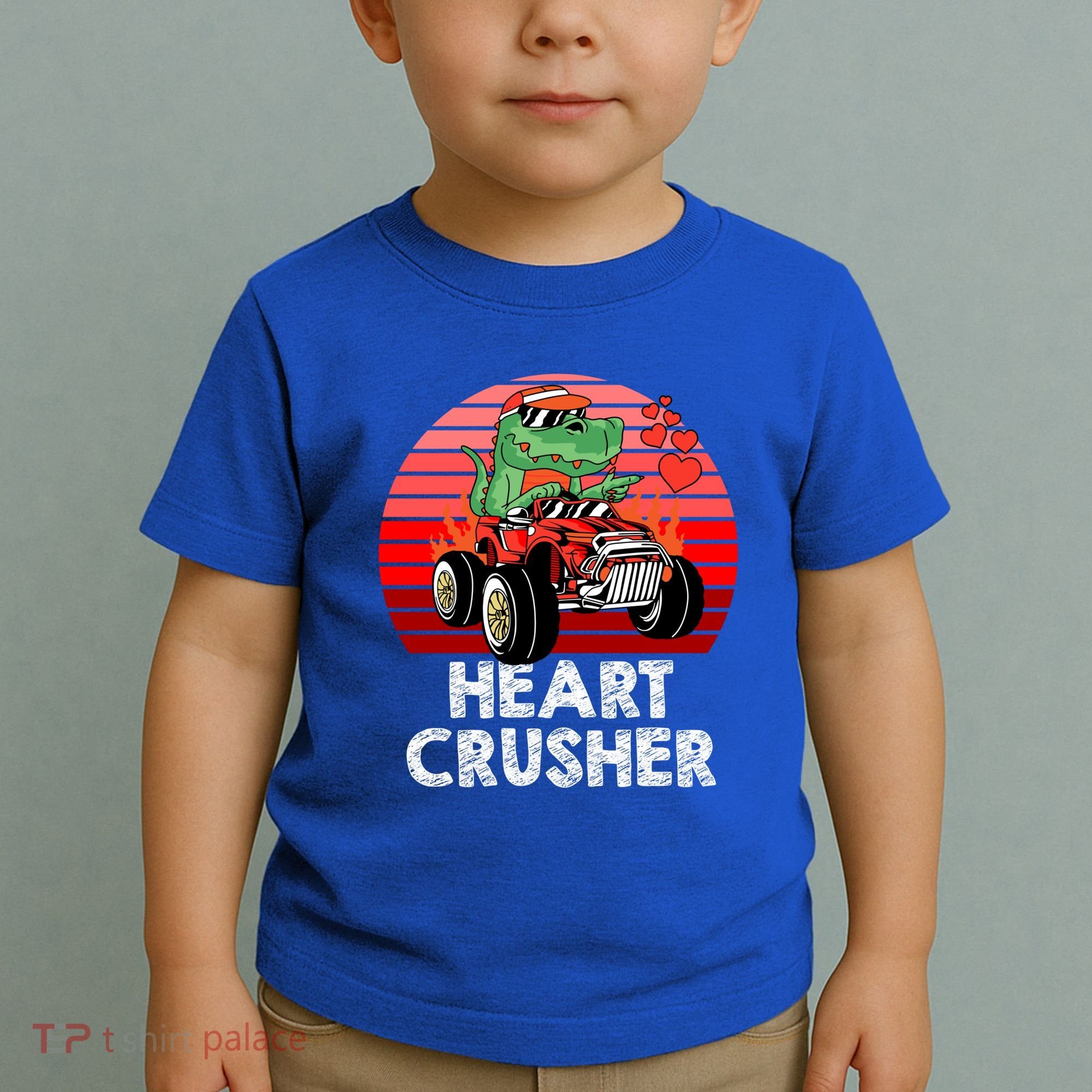 Heart Dinosaur Crusher Valentines Day Tmeaningful Giftrex Riding Car Gift Toddler T-Shirt
