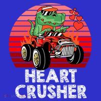 Heart Dinosaur Crusher Valentines Day Tmeaningful Giftrex Riding Car Gift Toddler T-Shirt thumb 4