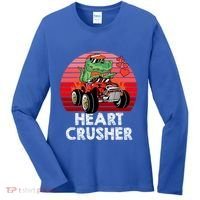 Heart Dinosaur Crusher Valentines Day Tmeaningful Giftrex Riding Car Gift Women's Long Sleeve Shirt thumb 0