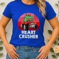 Heart Dinosaur Crusher Valentines Day Tmeaningful Giftrex Riding Car Gift Women's T-Shirt thumb 2
