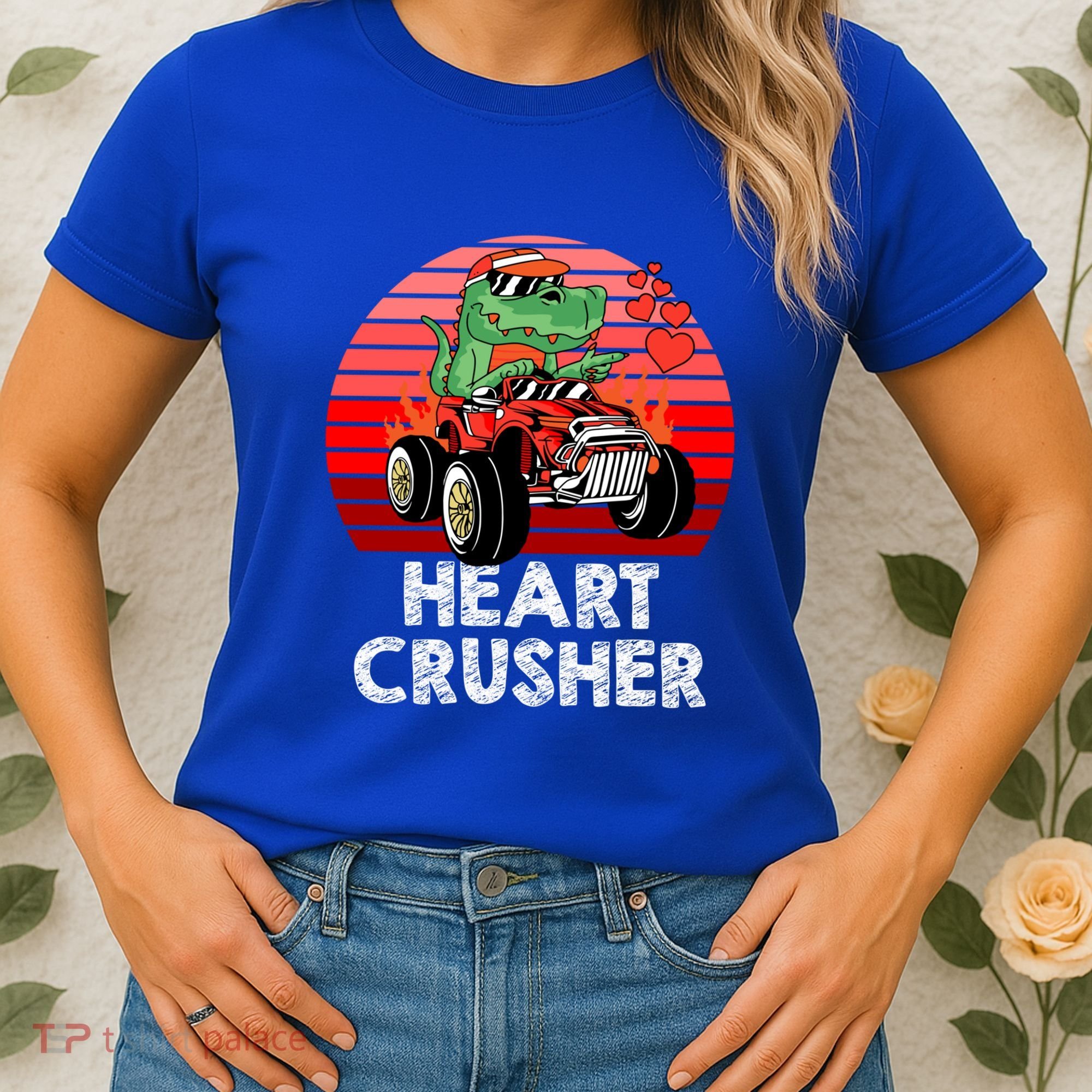 Heart Dinosaur Crusher Valentines Day Tmeaningful Giftrex Riding Car Gift Women's T-Shirt