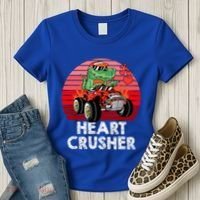 Heart Dinosaur Crusher Valentines Day Tmeaningful Giftrex Riding Car Gift Women's T-Shirt thumb 3